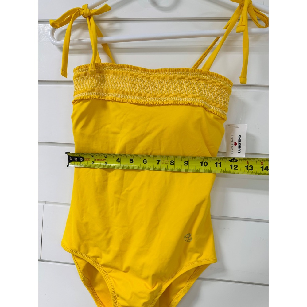 Draper James Lands End Yellow Smocked Tie Shoulder One Piece Swimsuit Size 2 NEW - Picture 9 of 9